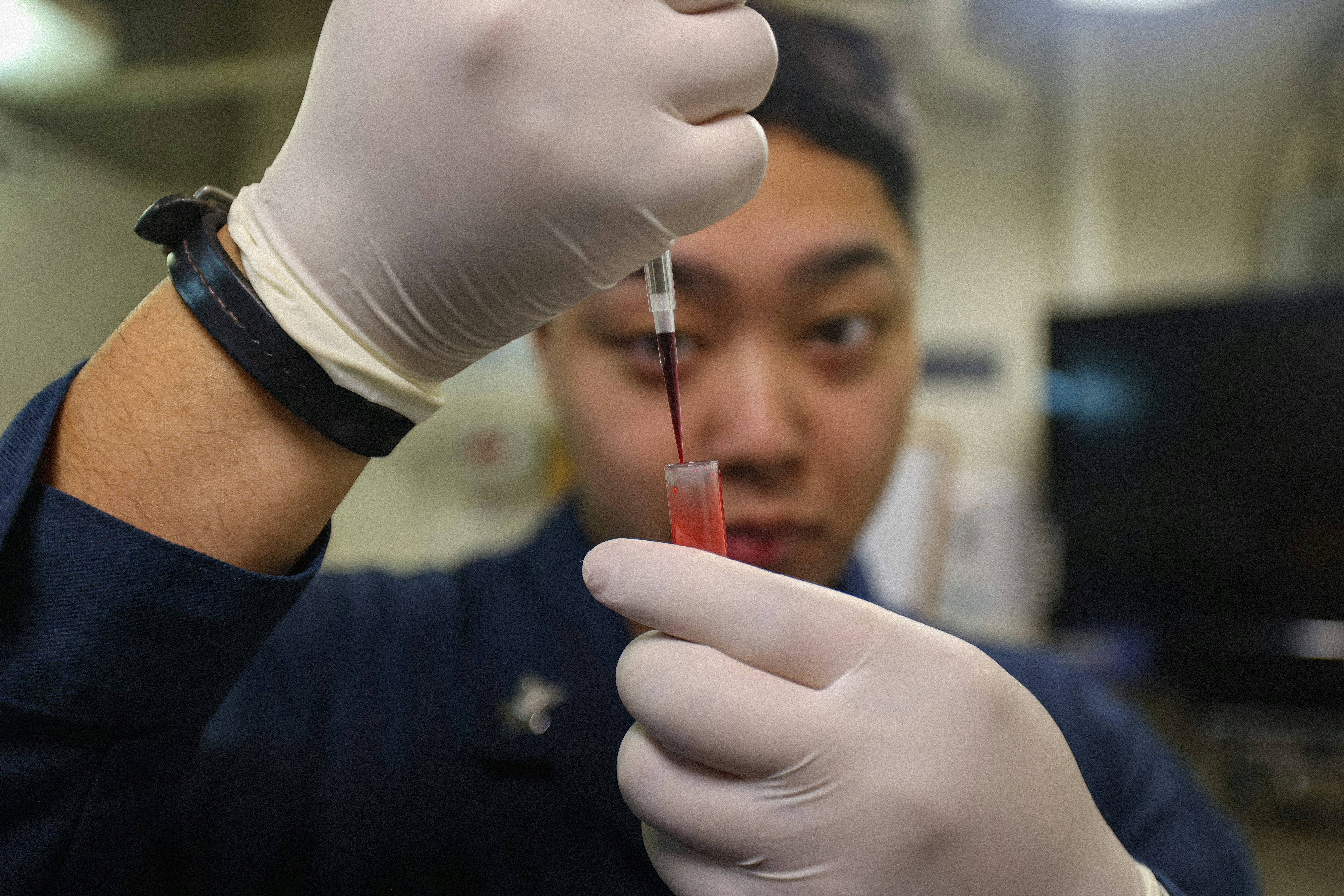 Hospital Corpsman Performing Laboratory Testing